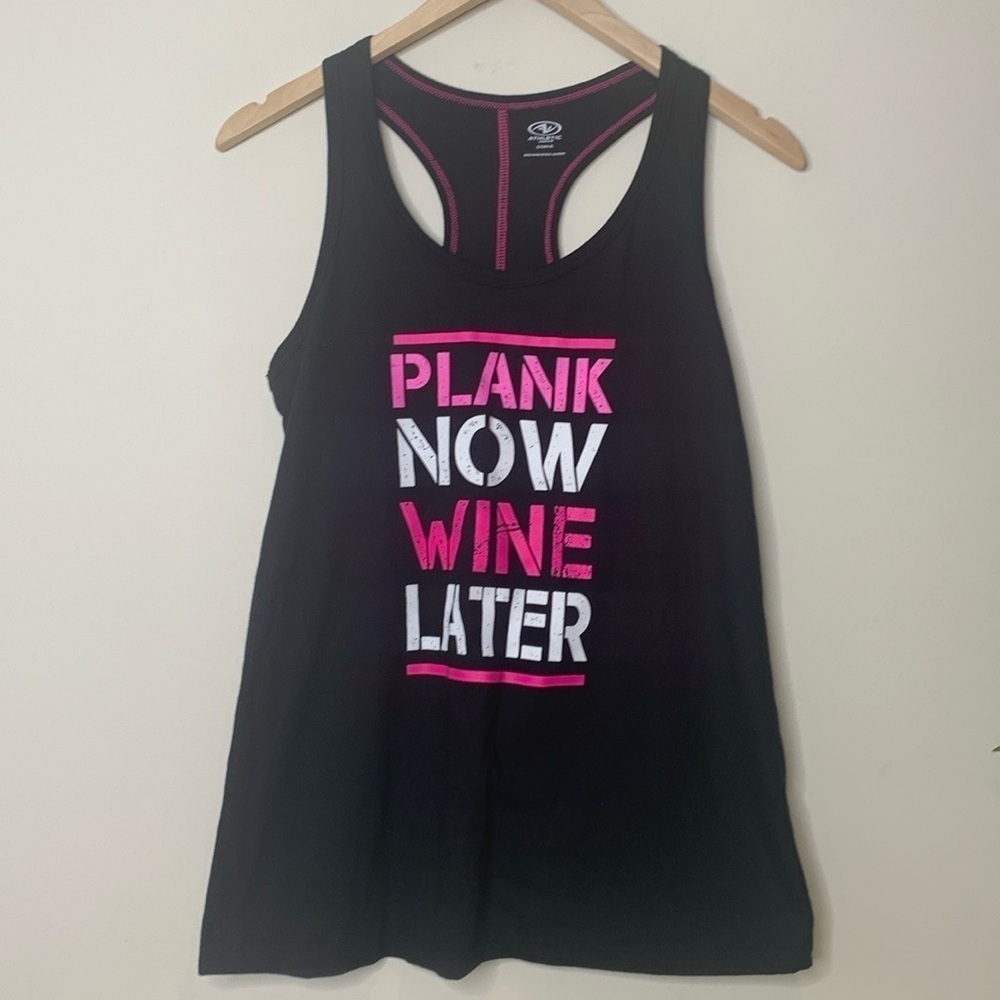 Athletic Works Plank Now Wine Later Tank Top Tee S